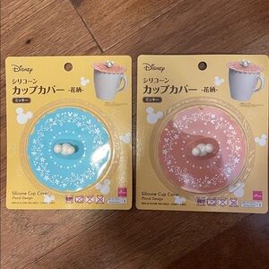 Disney Floral Silicone Cup Covers - Blue and Peach